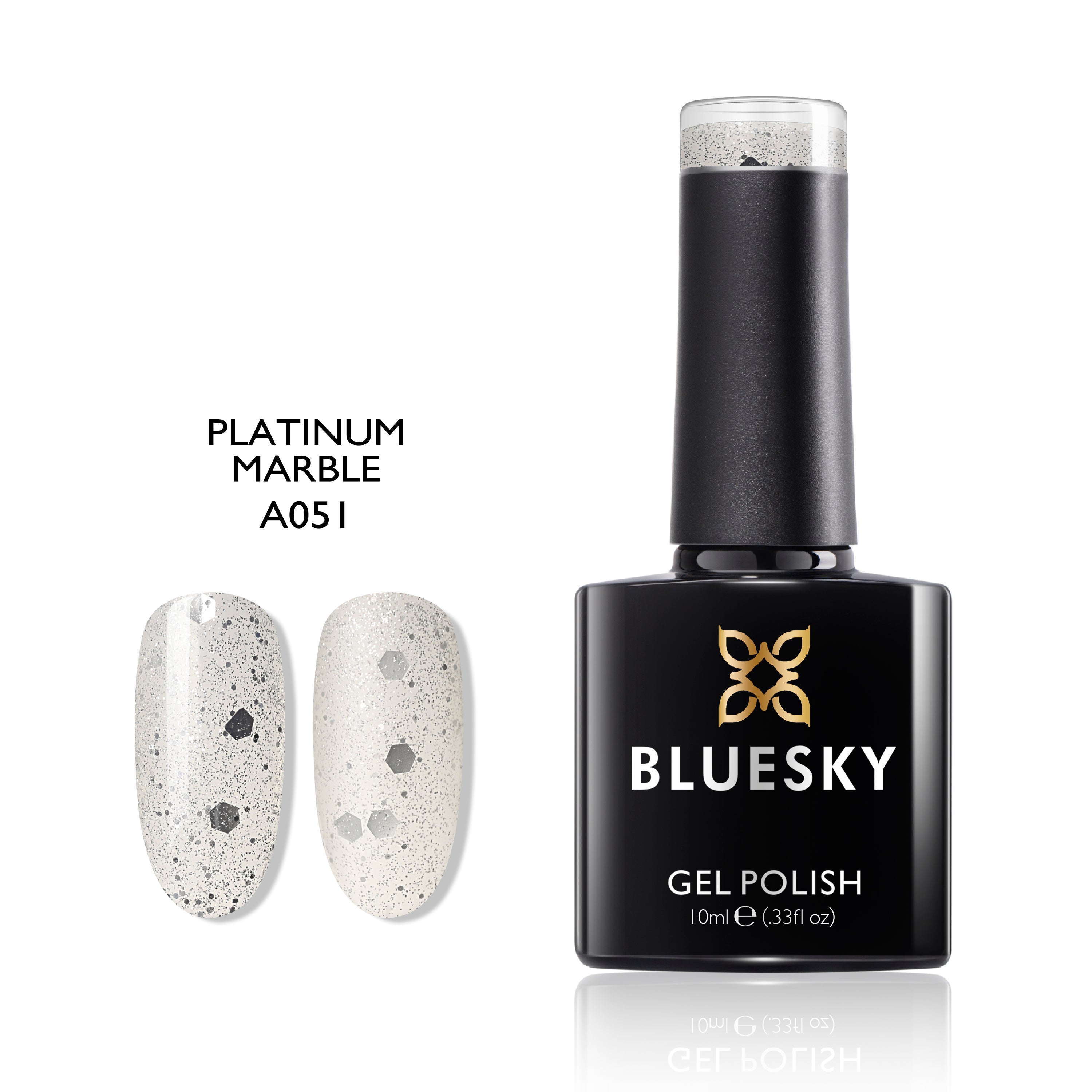 Platinum Marble | Super Glitter Confetti Color | 10ml Gel Polish - BLUESKY