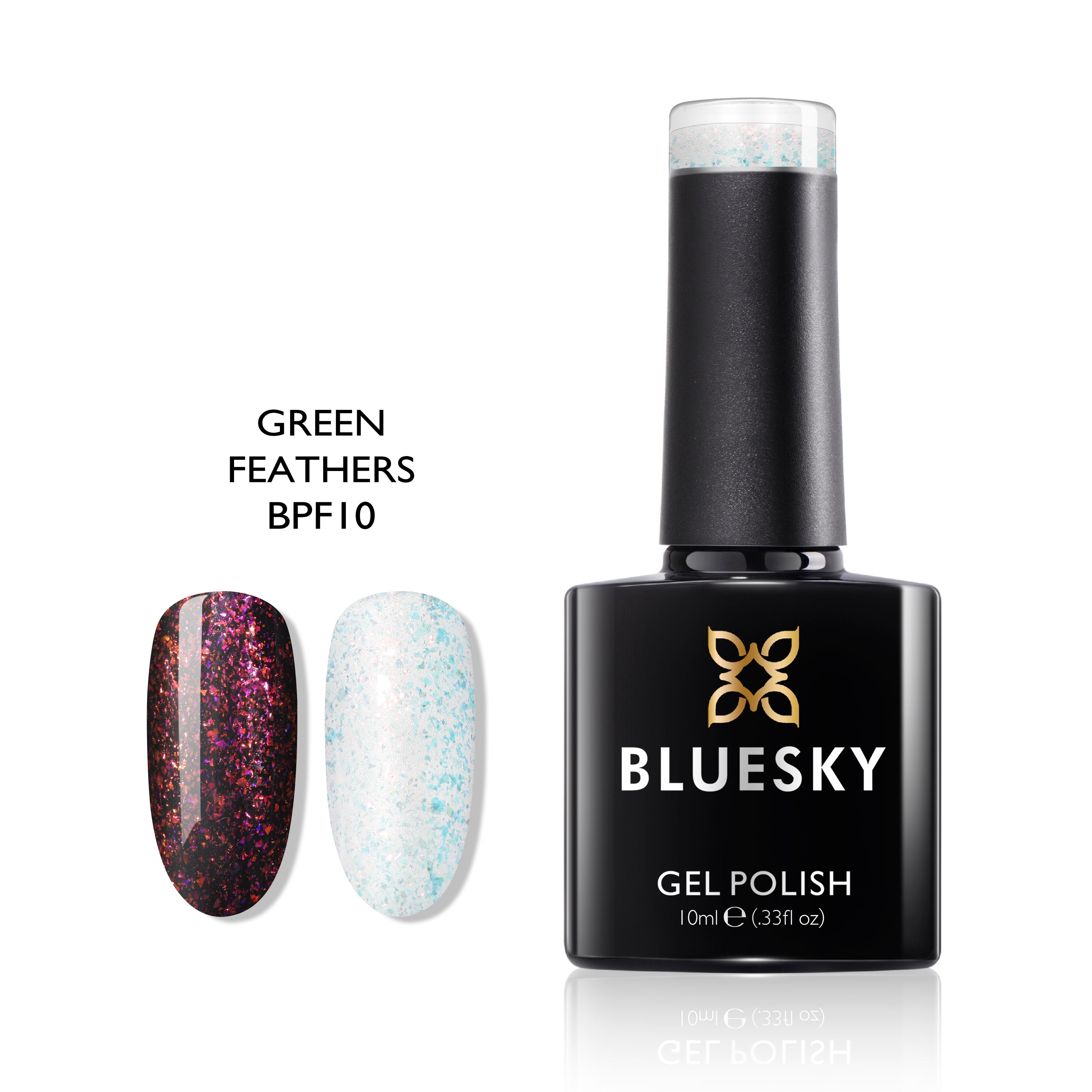 Green Feathers | Super Glitter Color | 10ml Gel Polish - BLUESKY
