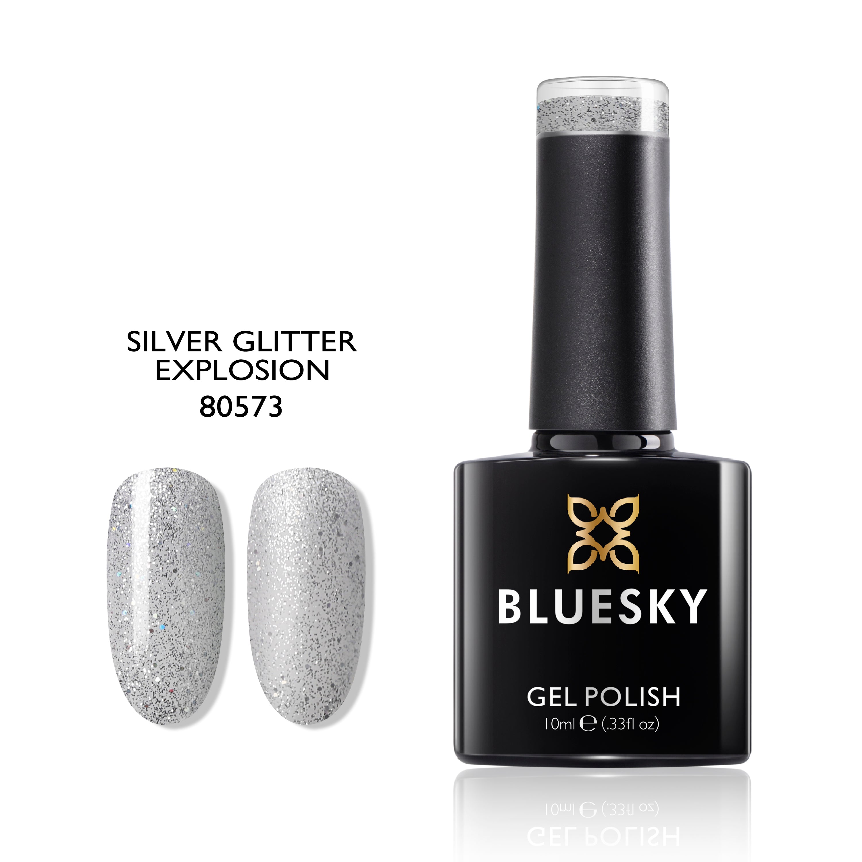 Silver Glitter Explosion | Classy Glitter Crystal Color | 10ml Gel Polish - BLUESKY