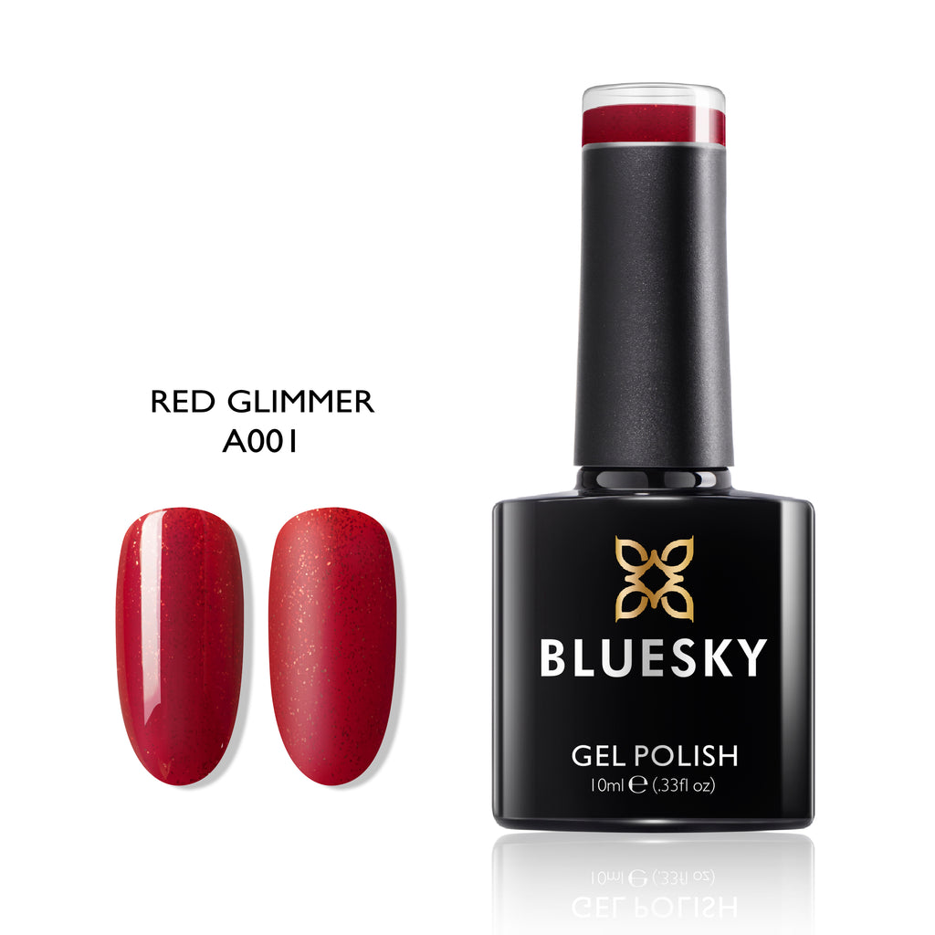 Red Glimmer | Classy Glitter Crystal Color | 10ml Gel Polish - BLUESKY